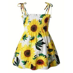 Sunflower Shirred Spaghetti Strap Dress Size 5-6 NWT🦋